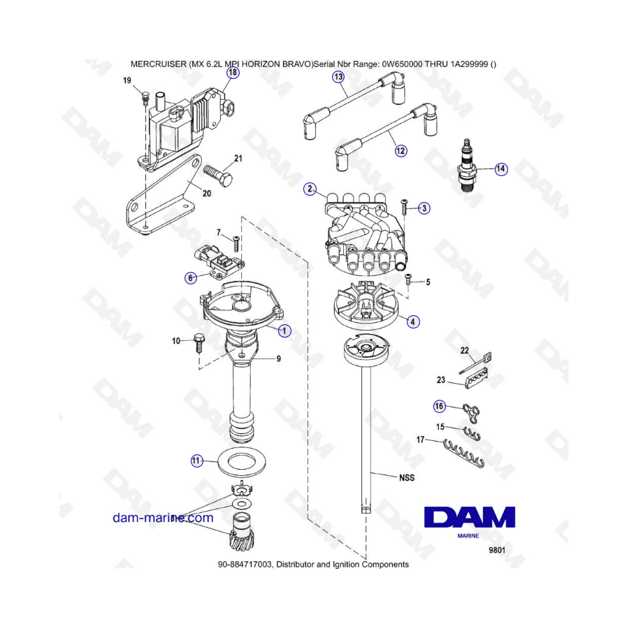 MERCRUISER 6.2L MPI - Distribuidor y componentes de encendido