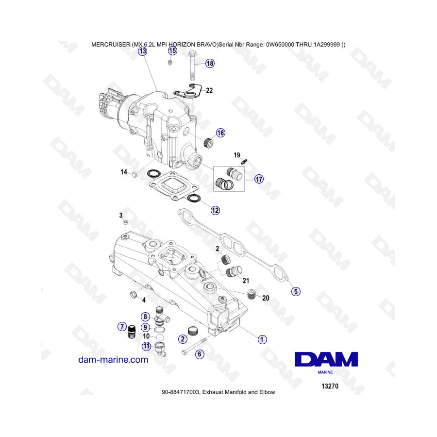 MERCRUISER 6.2L MPI - Colector de escape y codo