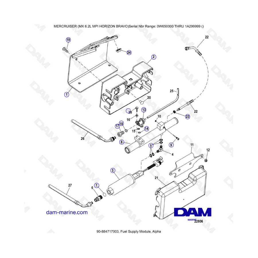 MERCRUISER 6.2L MPI - Fuel supply module, Alpha