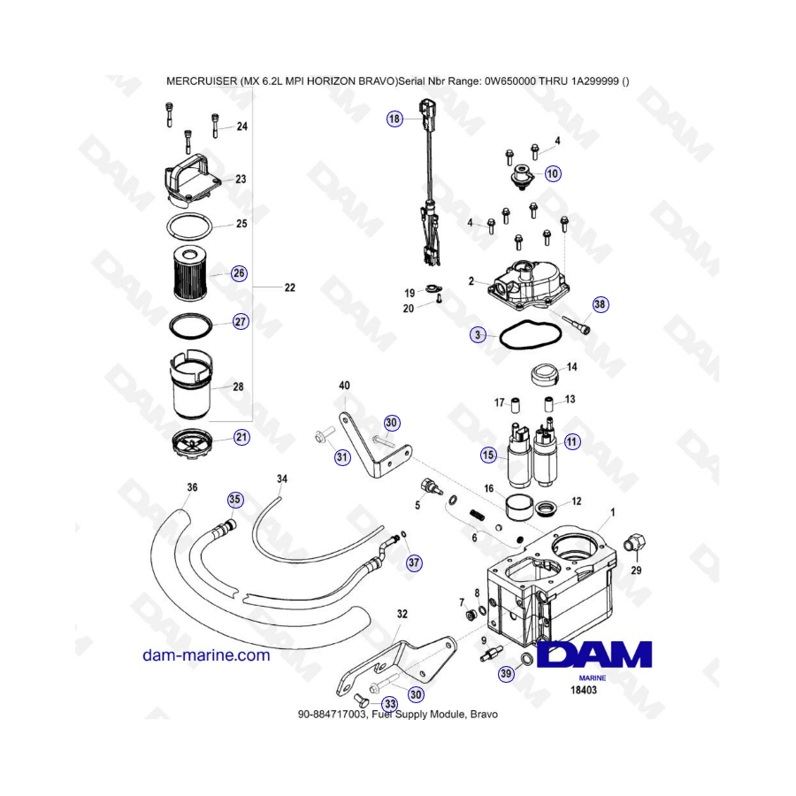 MERCRUISER 6.2L MPI - Fuel supply module, bravo