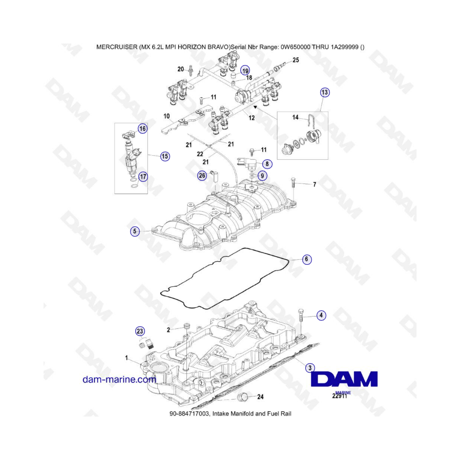 MERCRUISER 6.2L MPI - Intake Manifold & Fuel rail