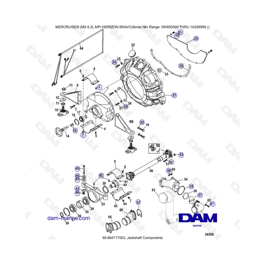 MERCRUISER 6.2L MPI - Eje secundario componentes