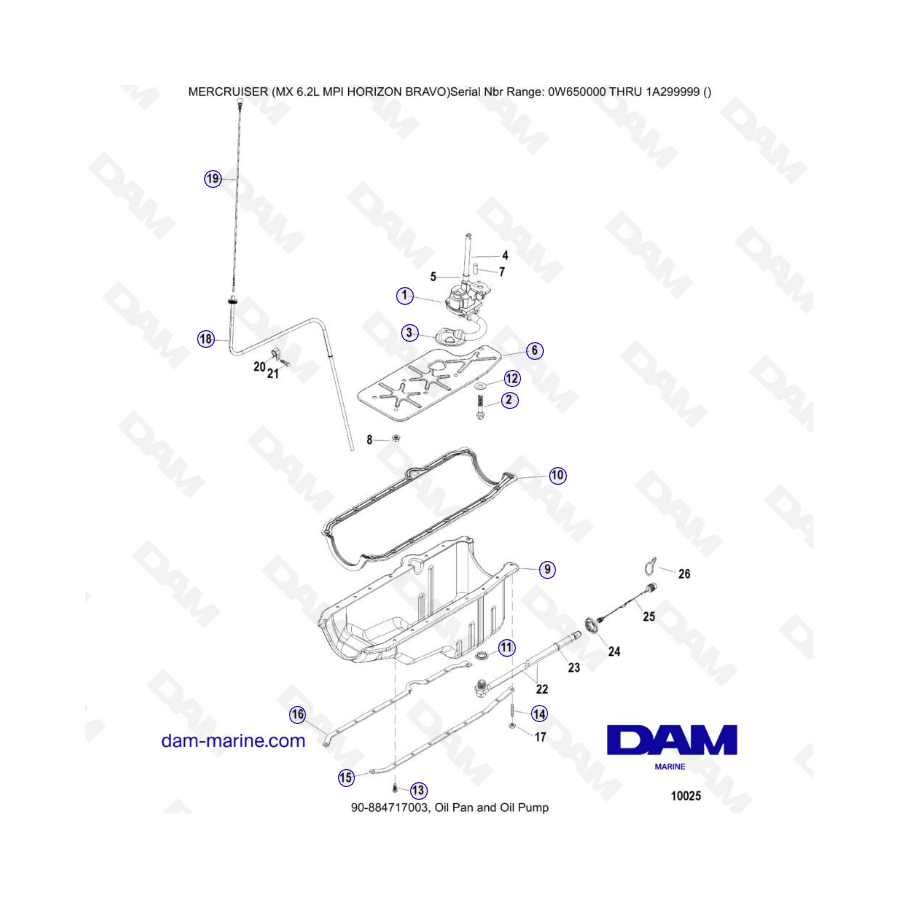 MERCRUISER 6.2L MPI - Cárter de aceite y bomba de aceite