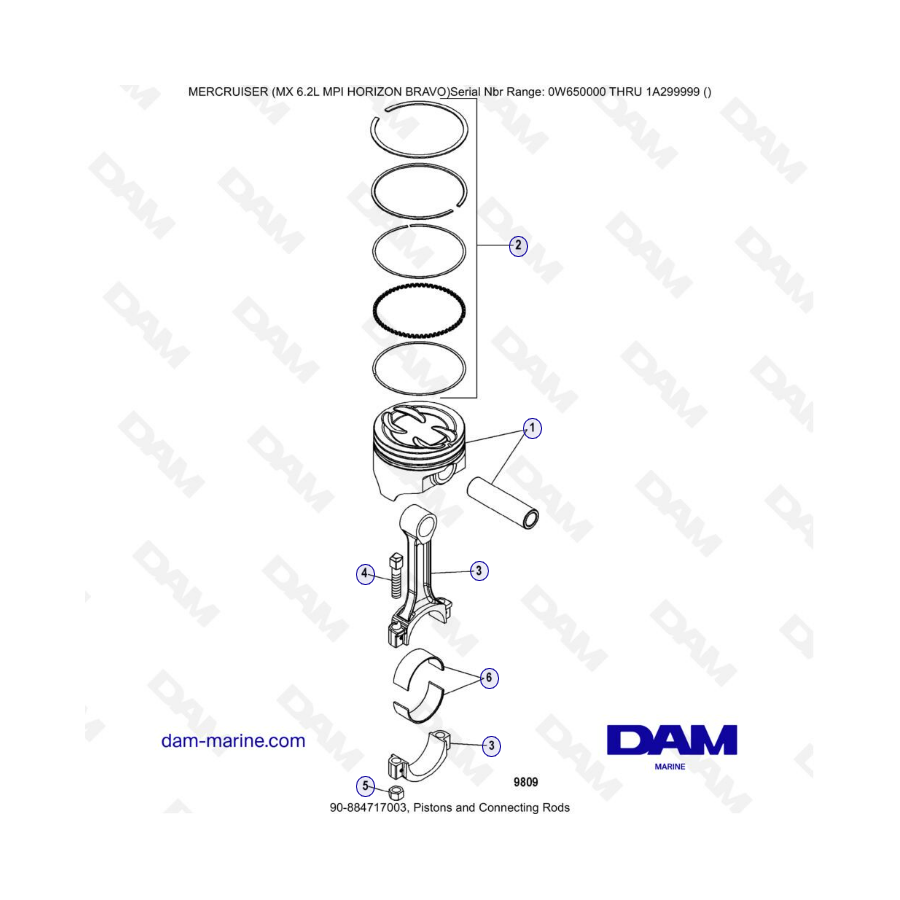 MERCRUISER 6.2L MPI - Pistones y bielas