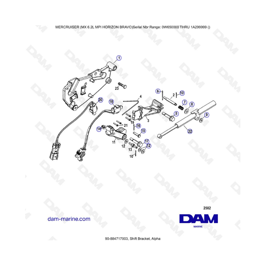 MERCRUISER 6.2L MPI - Shift Bracket, Alpha