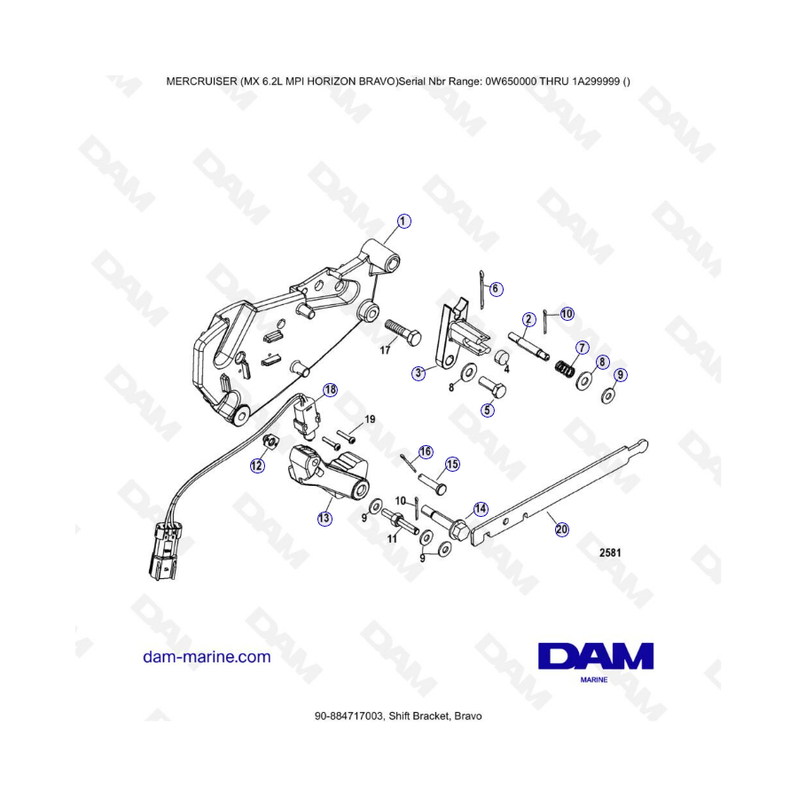 MERCRUISER 6.2L MPI - Shift bracket, bravo