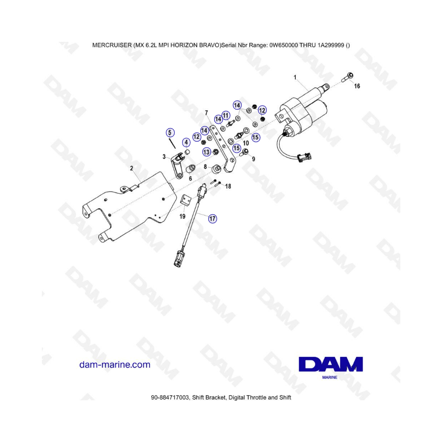 MERCRUISER 6.2L MPI - Shift bracket, digital throttle & shift