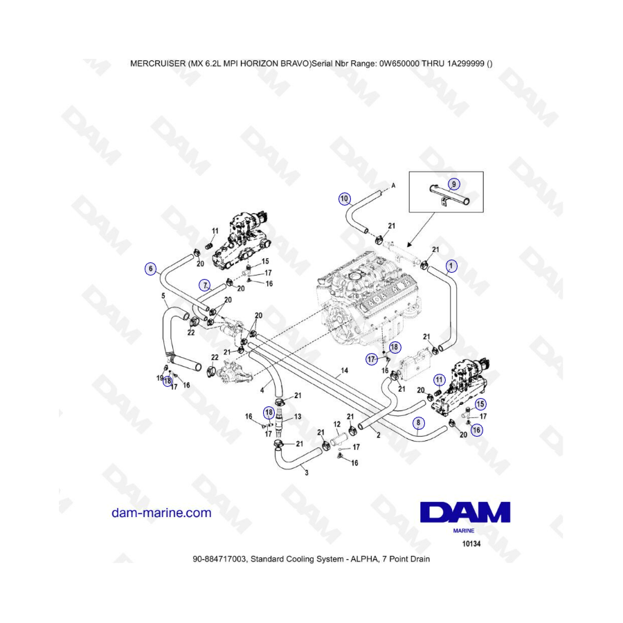 MERCRUISER 6.2L MPI - Sistema de refrigeración estándar - ALPHA