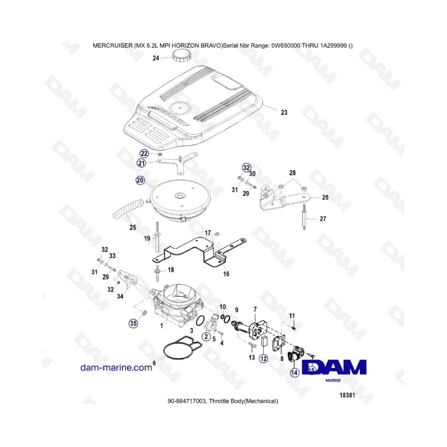 MERCRUISER 6.2L MPI - Throttle body (Mechanical)