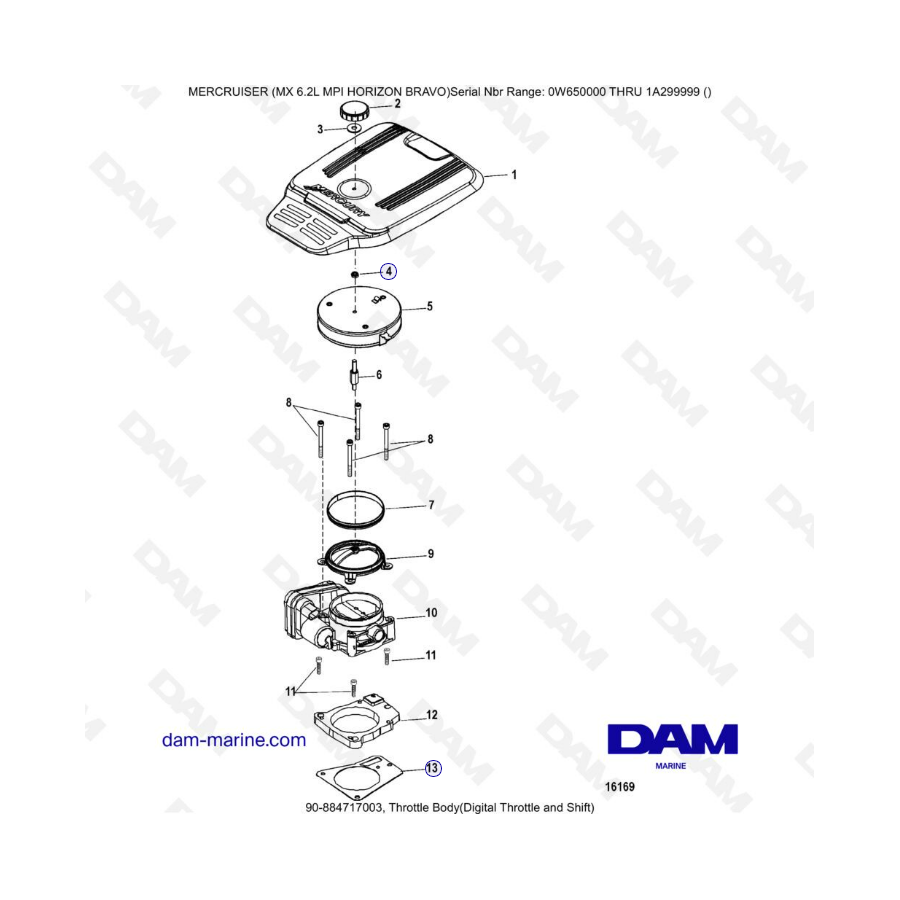 MERCRUISER 6.2L MPI - Throttle body (digital throttle & shift)