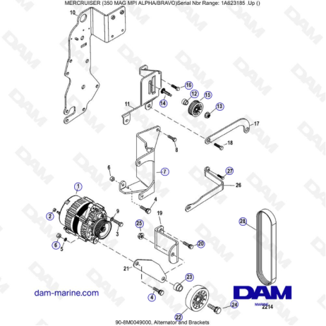 MERCRUISER 350 MAG MPI - Alternator & Brackets