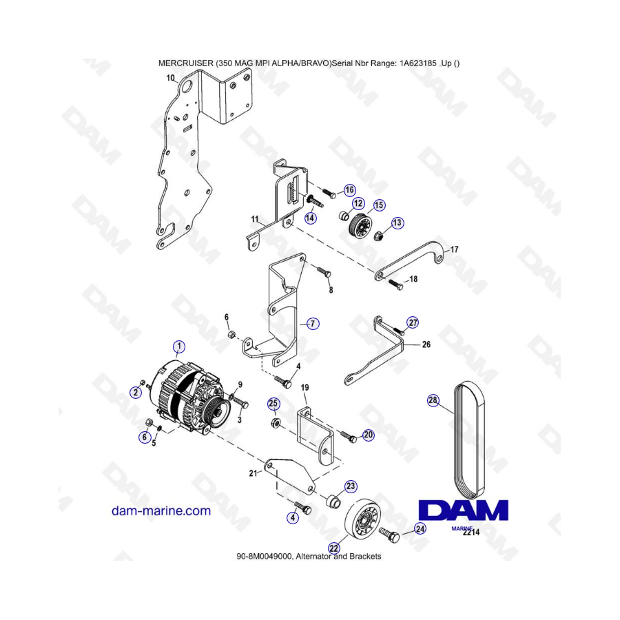 MERCRUISER 350 MAG MPI - Alternador y soportes