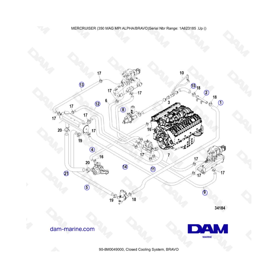 MERCRUISER 350 MAG MPI - Closed cooling system, bravo