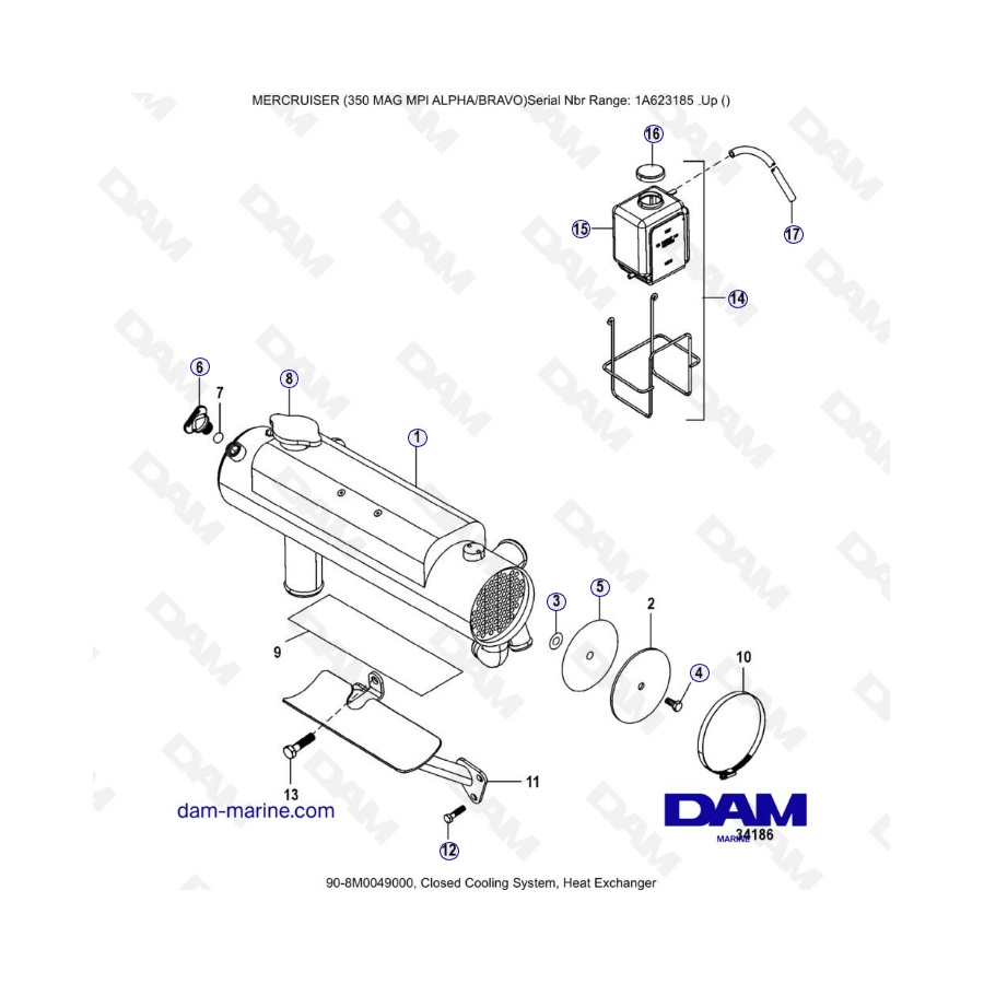 MERCRUISER 350 MAG MPI - Closed cooling system, heat exchanger