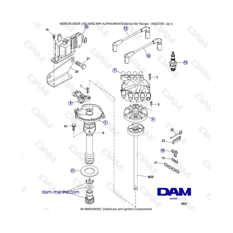 MERCRUISER 350 MAG MPI - Distribuidor y Componentes de encendido