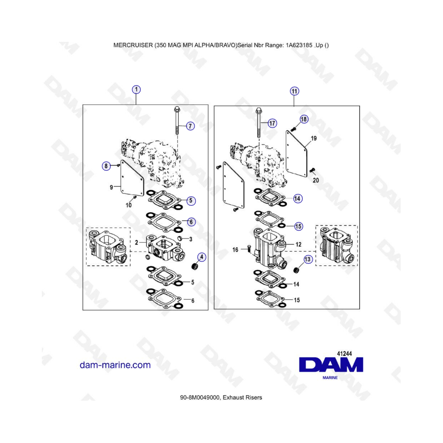 MERCRUISER 350 MAG MPI - Exhaust risers