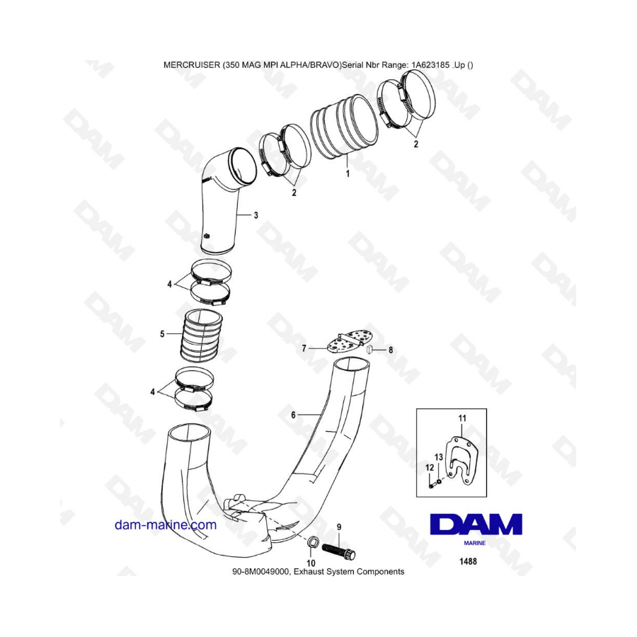 MERCRUISER 350 MAG MPI - Exhaust system components