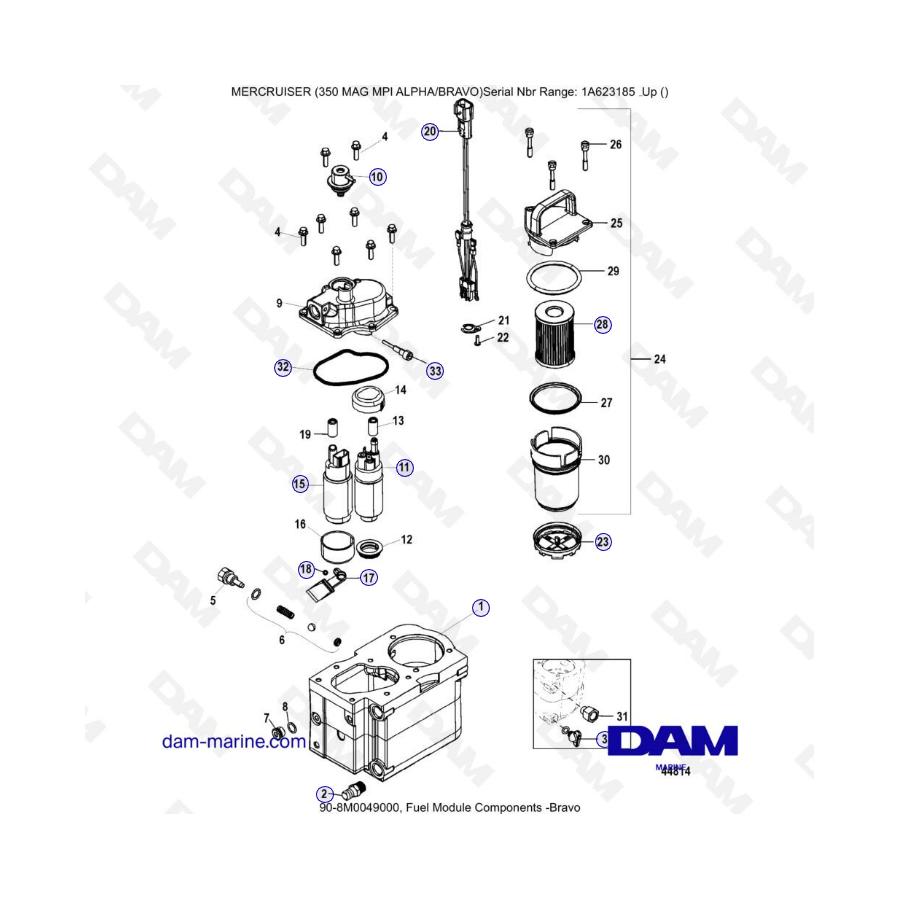 MERCRUISER 350 MAG MPI - Componentes del módulo de combustible, bravo