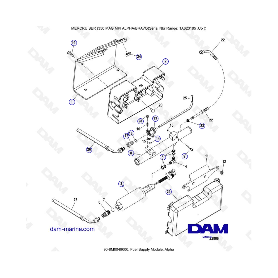 MERCRUISER 350 MAG MPI - Fuel supply module, alpha