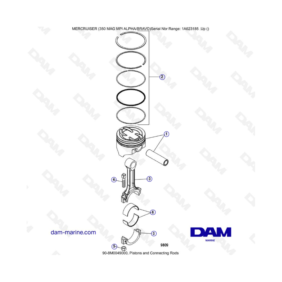 MERCRUISER 350 MAG MPI - Pistones y bielas