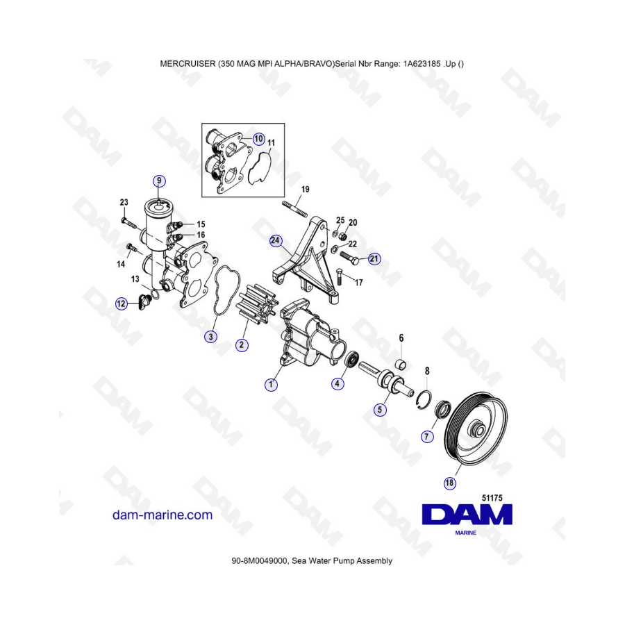 MERCRUISER 350 MAG MPI - Conjunto bomba agua de mar