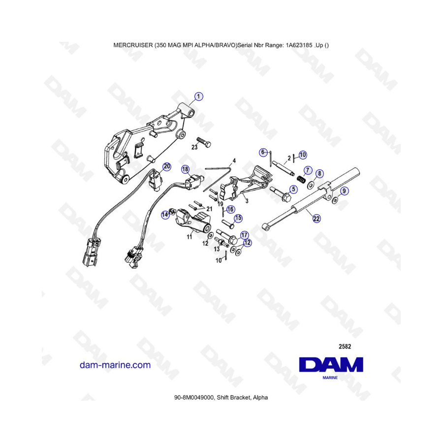 MERCRUISER 350 MAG MPI - Shift bracket, alpha