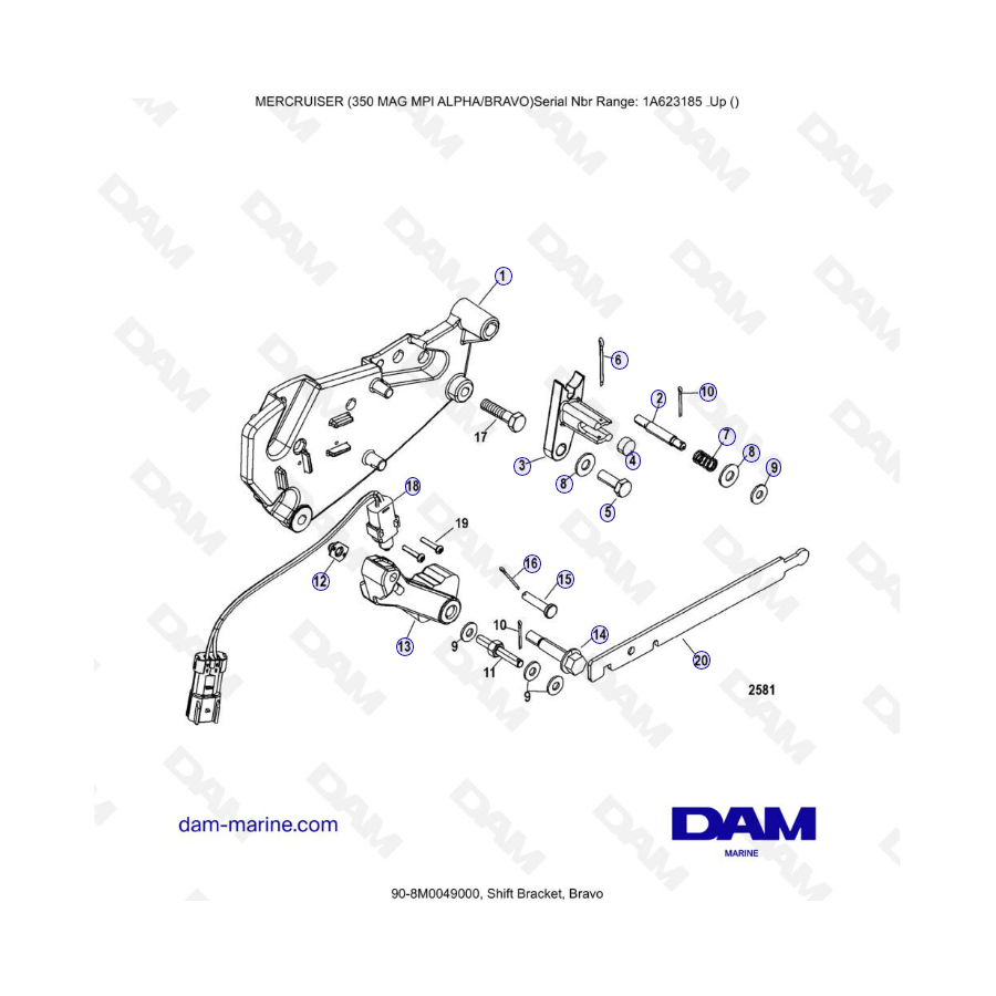 MERCRUISER 350 MAG MPI - Shift bracket, bravo