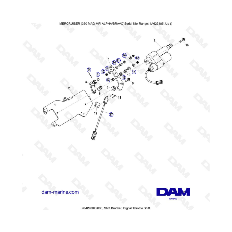 MERCRUISER 350 MAG MPI - Shift bracket, digital throttle shift