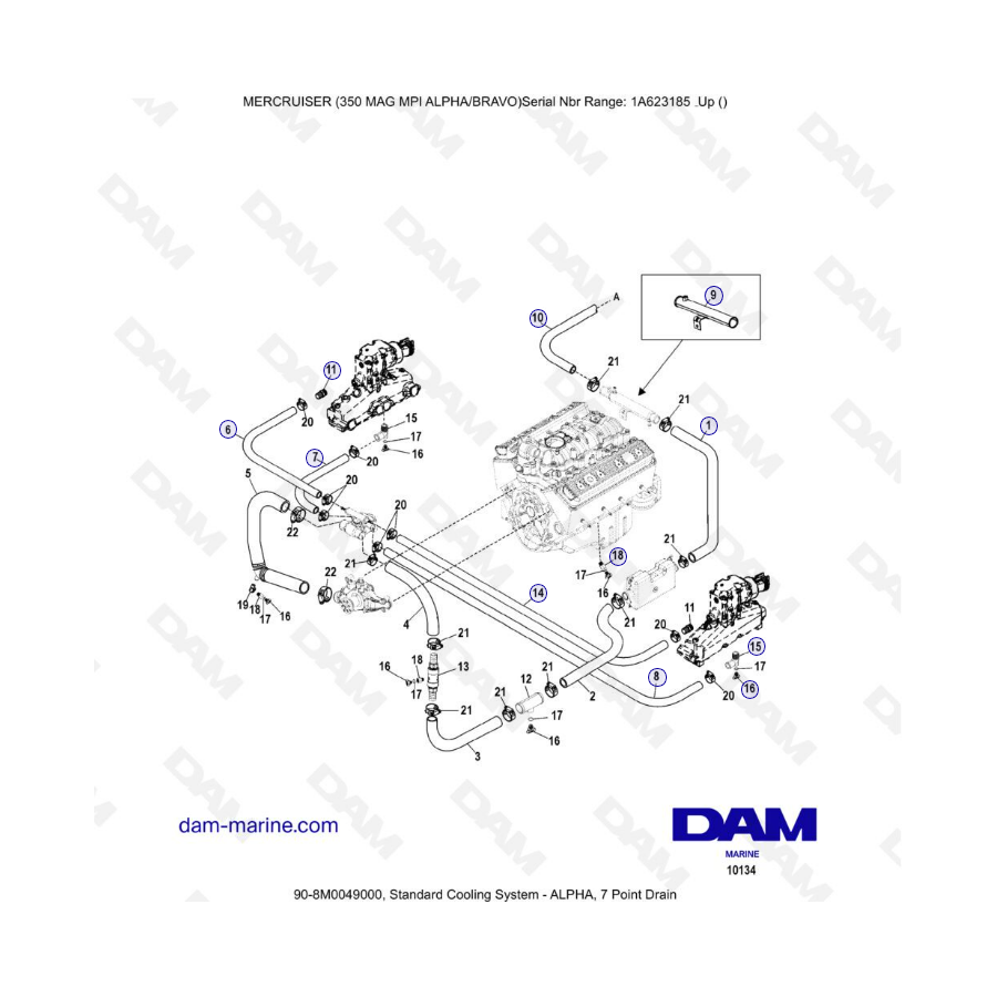 MERCRUISER 350 MAG MPI - Sistema de refrigeración estándar - alfa