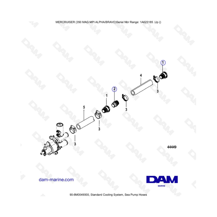 MERCRUISER 350 MAG MPI - Standard cooling system, sea pump