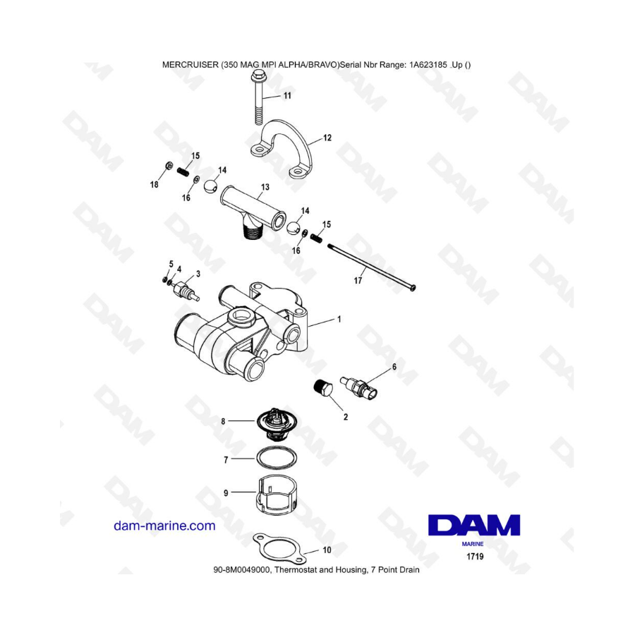 MERCRUISER 350 MAG MPI - Thermostat & Housing