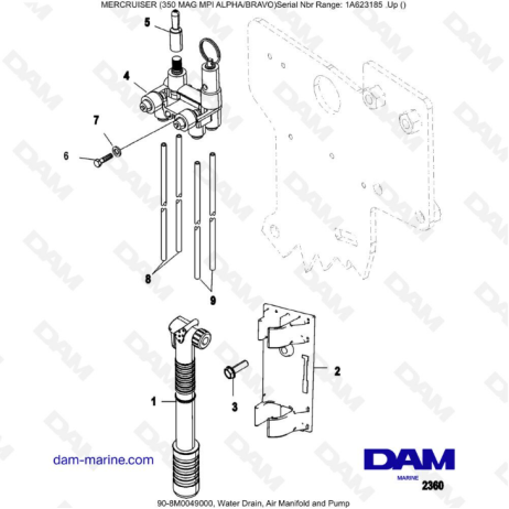 MERCRUISER 350 MAG MPI - Drenaje de agua, colector de aire y bomba