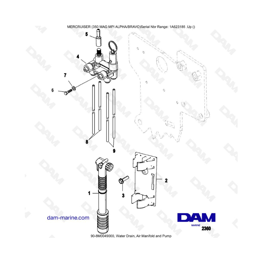 MERCRUISER 350 MAG MPI - Drenaje de agua, colector de aire y bomba