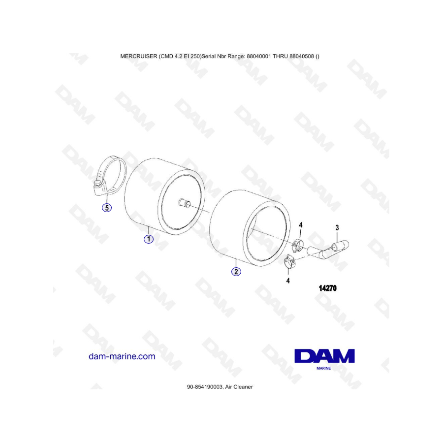 MERCRUISER CMD 4.2 EI 250 - Filtro de aire