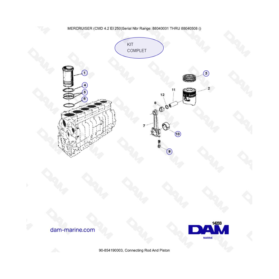 MERCRUISER CMD 4.2 EI 250 - Connecting rod & pistons