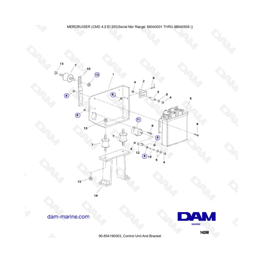 MERCRUISER CMD 4.2 EI 250 - Control unit &apos; bracket