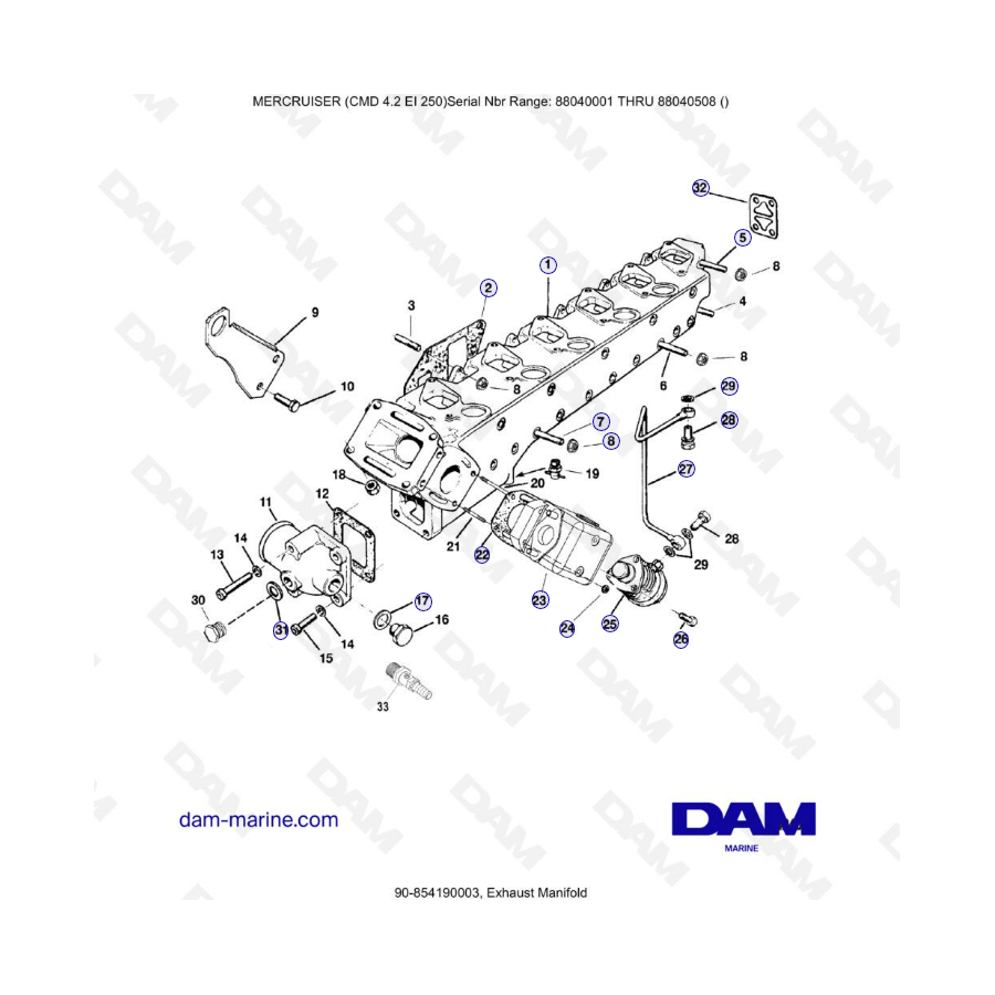 MERCRUISER CMD 4.2 EI 250 - Colector de escape