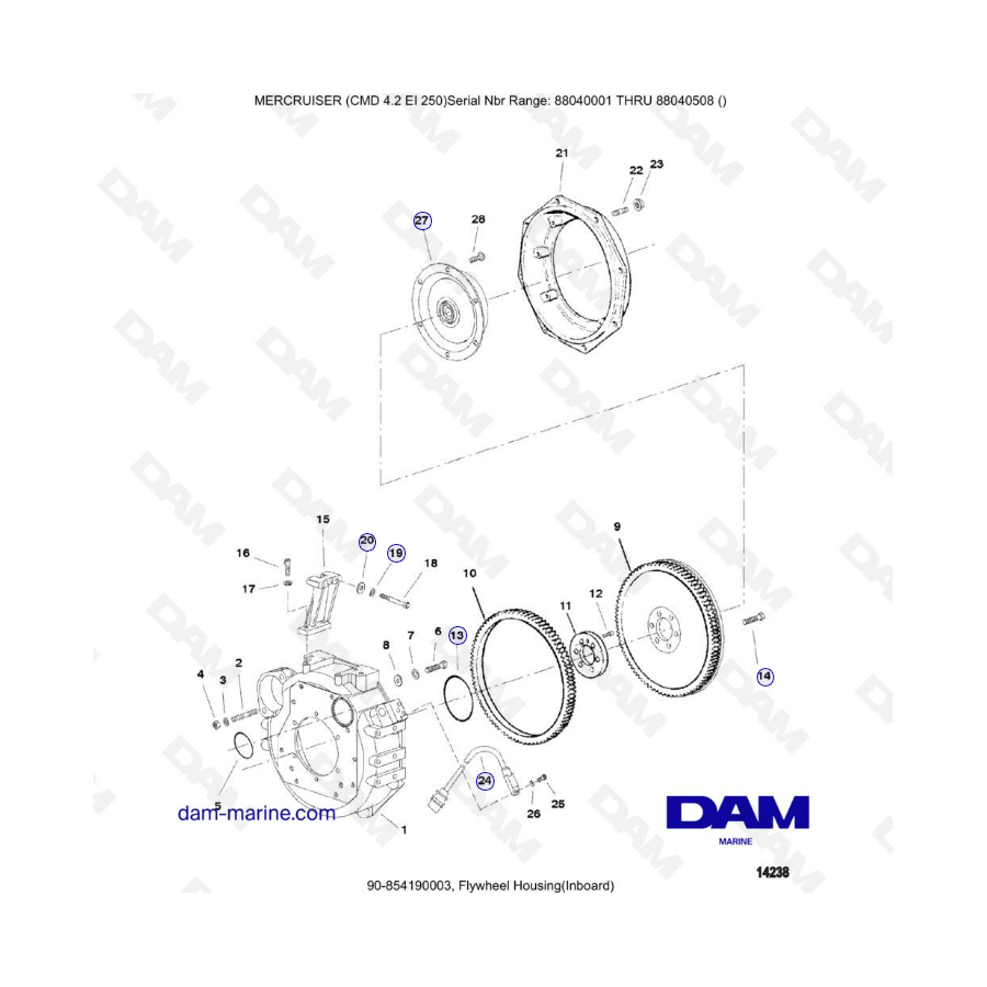 MERCRUISER CMD 4.2 EI 250 - Flywheel housing (inboard)