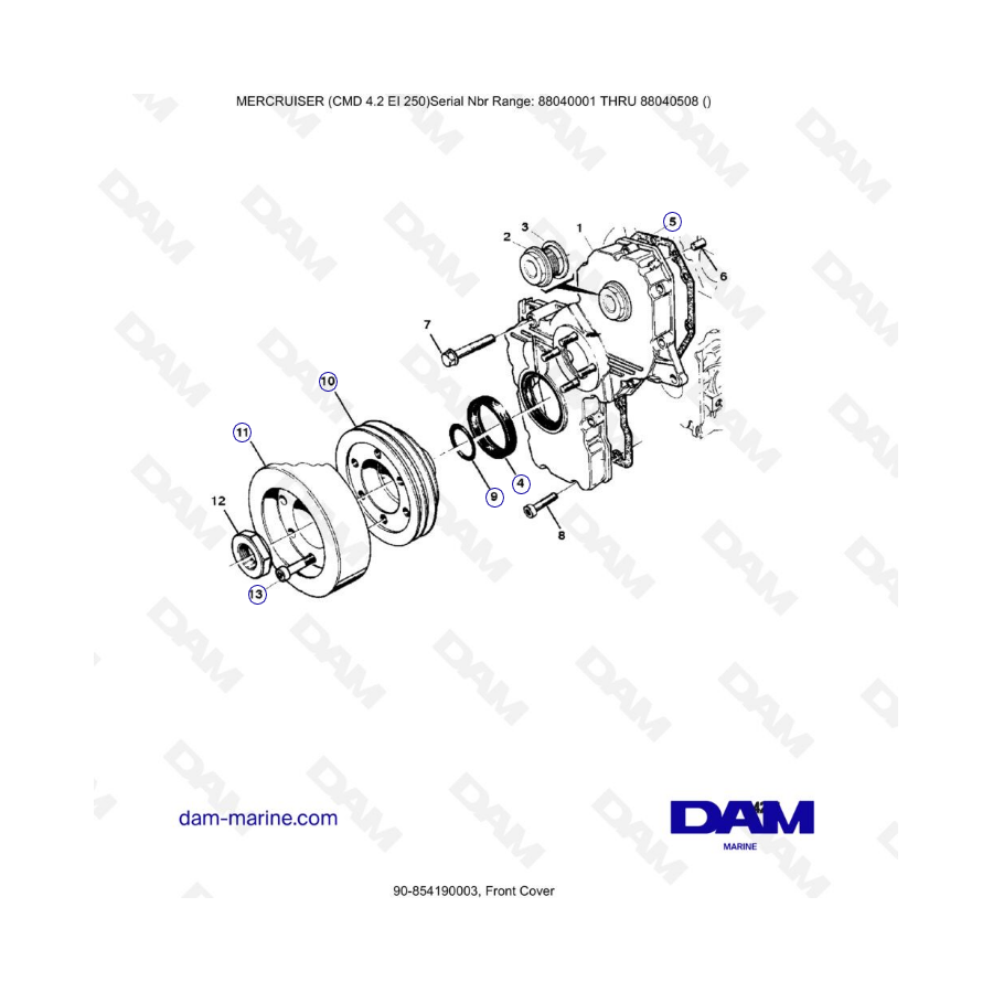 MERCRUISER CMD 4.2 EI 250 - Tapa delantera