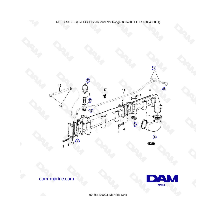 MERCRUISER CMD 4.2 EI 250 - Manifold strip