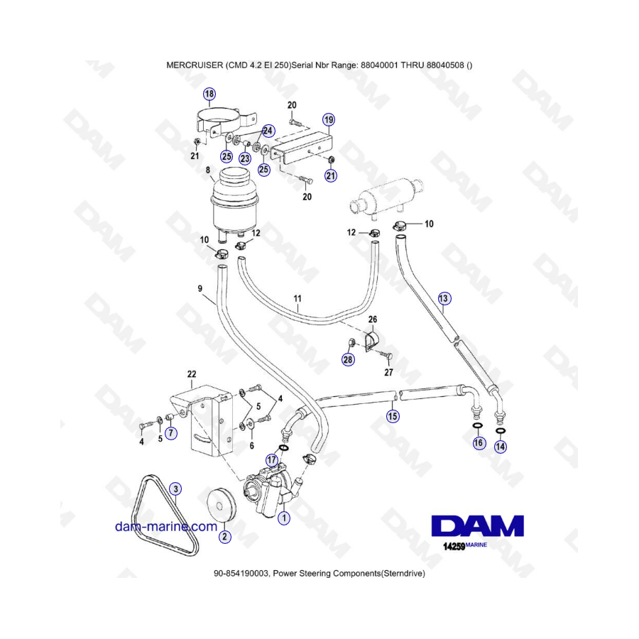 MERCRUISER CMD 4.2 EI 250 - Componentes de dirección asistida (sterndrive)