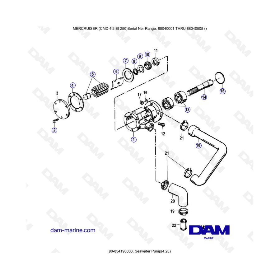 MERCRUISER CMD 4.2 EI 250 - Bomba de agua de mar 4.2L