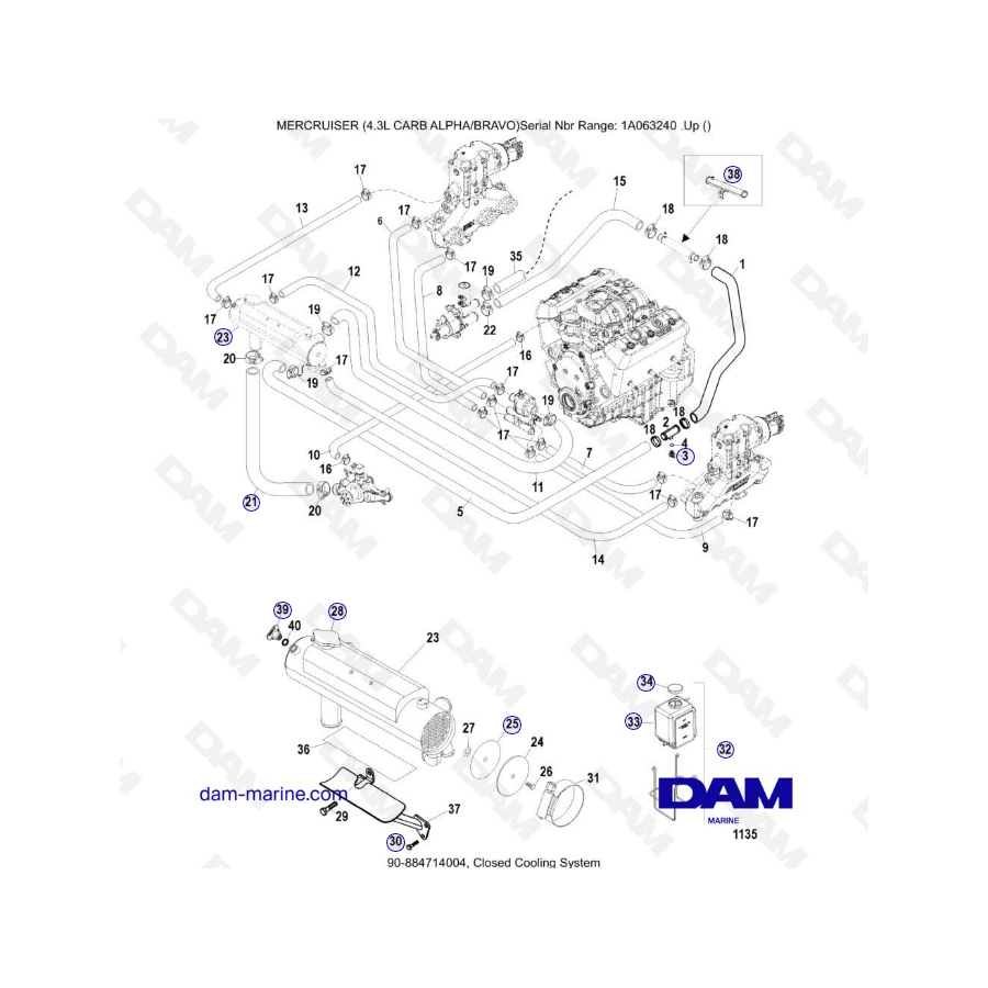 MERCRUISER 4.3L CARB (ALPHA BRAVO) - Closed cooling system