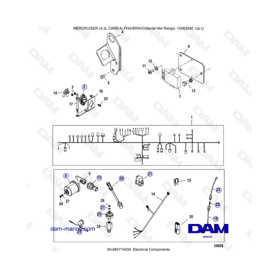 MERCRUISER 4.3L CARB (ALPHA BRAVO) - Componentes eléctricos