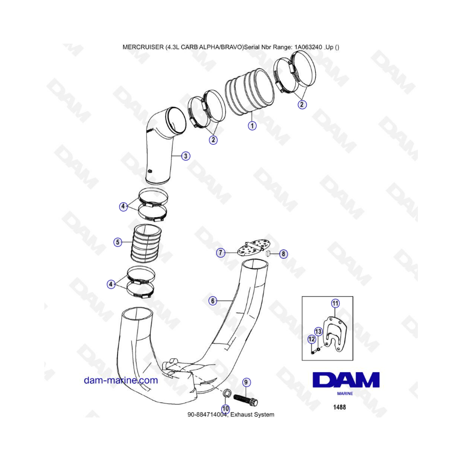 MERCRUISER 4.3L CARB (ALPHA BRAVO) - Exhaust system