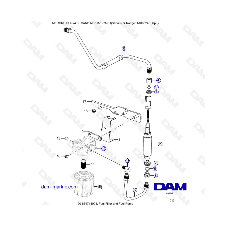 MERCRUISER 4.3L CARB (ALPHA BRAVO) - Filtro de combustible y bomba de combustible