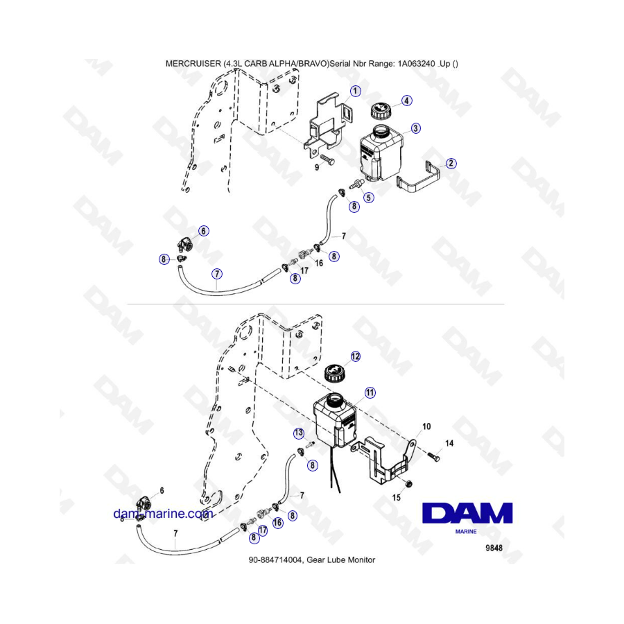 MERCRUISER 4.3L CARB (ALPHA BRAVO) - Monitor de lubricación de engranajes