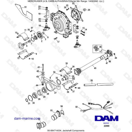 MERCRUISER 4.3L CARB (ALPHA BRAVO) - Eje secundario componentes