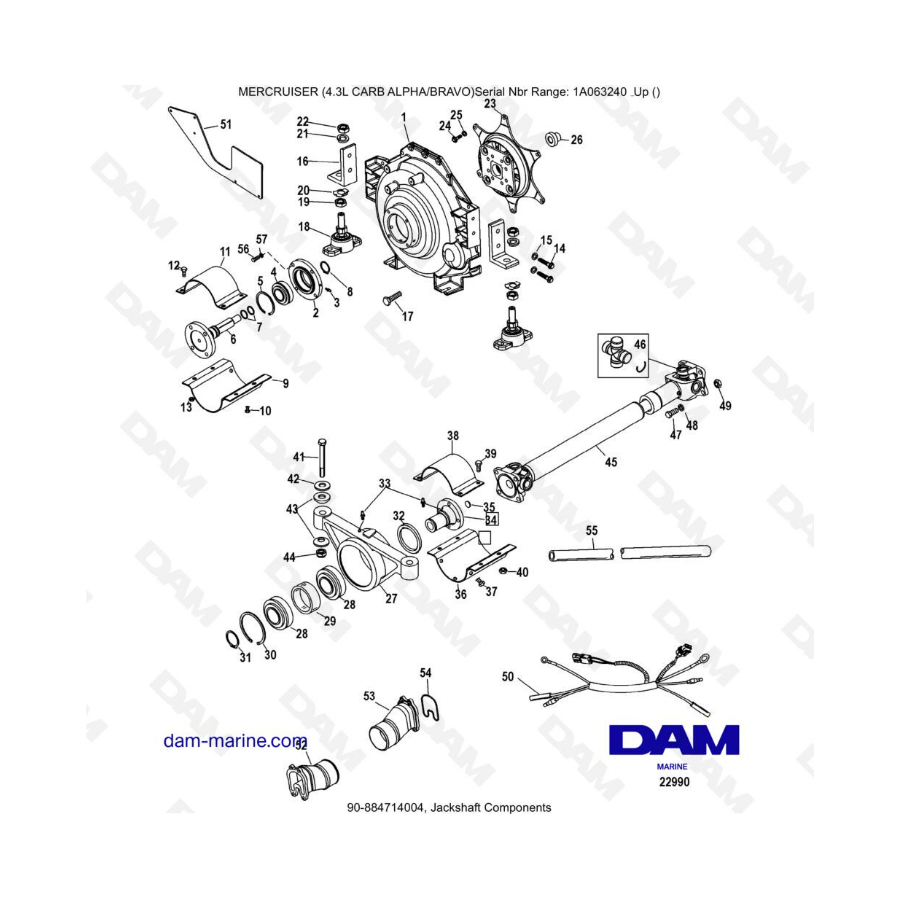 MERCRUISER 4.3L CARB (ALPHA BRAVO) - Eje secundario componentes