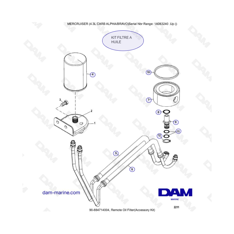 MERCRUISER 4.3L CARB (ALPHA BRAVO) - Remote oil filter